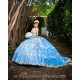 Sky Blue Quinceanera Dress Sweetheart Neck Women 2024 Ball Gown Gold Lace Appliques Girls Sweet 16 Dresses Off Shoulder Wear Pageant