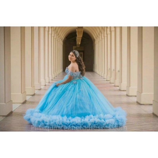 Off Shoulder Aqua Quinceanera Dress Sweetheart Sweet 15 Gowns Wear Pageant Ruffled 2024 Ball Gown Princess Dresses