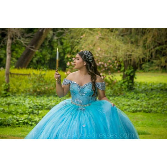 Off Shoulder Aqua Quinceanera Dress Sweetheart Sweet 15 Gowns Wear Pageant Ruffled 2024 Ball Gown Princess Dresses