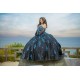 Detachable Black On Blue Quinceanera Dress Sweetheart Neck Sweet 15 Gowns Wear Pageant Sequin 2024 Ball Gown Princess Dresses