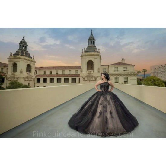 Sequin Black Quinceanera Dress Sweet 15 Gowns Sleeveless Wear Pageant Lace Appliques 2024 Ball Gown Princess Dresses