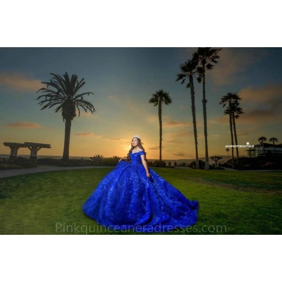 Off Shoulder 2024 Instagram Gowns Blue Quince Dress Lace Appliques Birthday Party Dresses Sweetheart Neck Vestidos De 15 Anos 