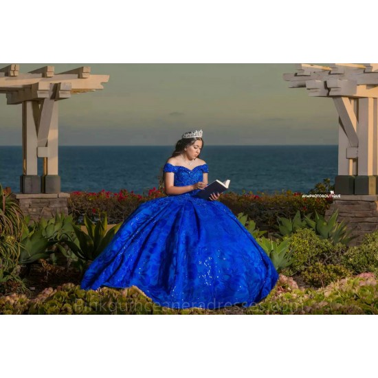 Off Shoulder 2024 Instagram Gowns Blue Quince Dress Lace Appliques Birthday Party Dresses Sweetheart Neck Vestidos De 15 Anos 