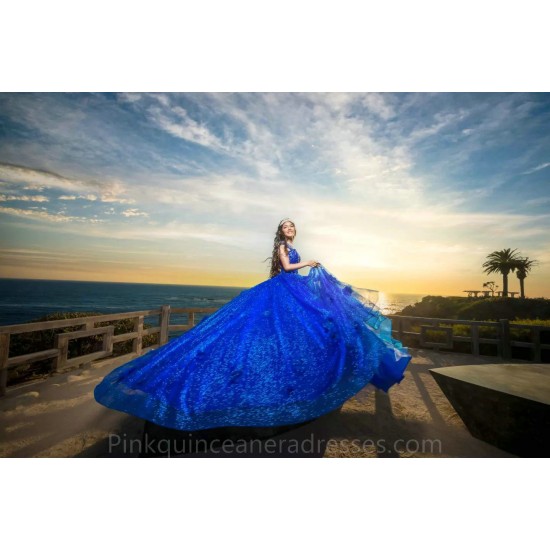 Sweetheart Neck Blue Quinceanera Dress Lace Appliques 2024 Ball Gown Princess Dresses Off Shoulder Wear Pageant Sweet 15 Gowns