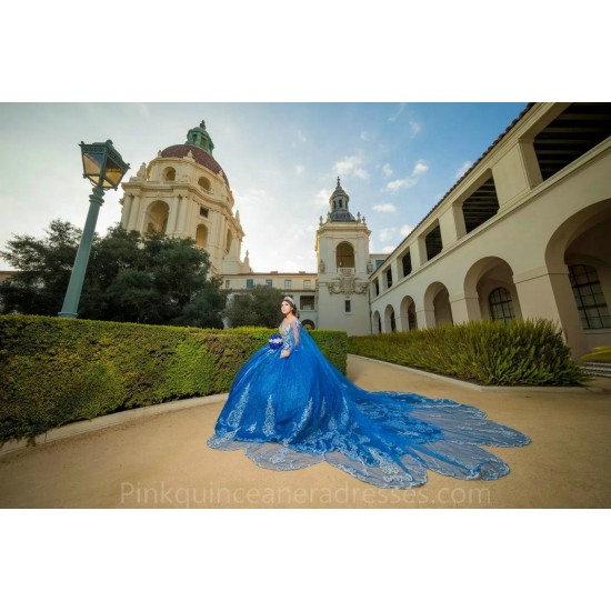 Sweetheart Neck Blue Quinceanera Dress Spaghetti Strap Wear Pageant Sweet 15 Gowns Lace Appliques 2024 Ball Gown Princess Dresses