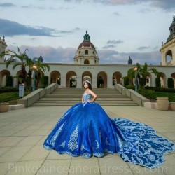 Sweetheart Neck Blue Quinceanera Dress Spaghetti Strap Wear Pageant Sweet 15 Gowns Lace Appliques 2024 Ball Gown Princess Dresses