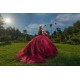 Off Shoulder Burgundy Quinceanera Dress 2024 Ball Gown Princess Dresses 3D Flowers Wear Pageant Sweetheart Neck Sweet 15 Gowns