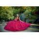 Off Shoulder Burgundy Quinceanera Dress 2024 Ball Gown Princess Dresses 3D Flowers Wear Pageant Sweetheart Neck Sweet 15 Gowns