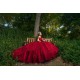 Off Shoulder Burgundy Quinceanera Dress 2024 Ball Gown Princess Dresses 3D Flowers Wear Pageant Sweetheart Neck Sweet 15 Gowns