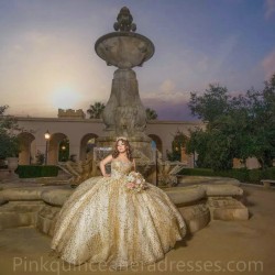 Sleeveless Wear Pageant Champagne Quinceanera Dress Sweetheart Neck Sweet 15 Gowns Lace Appliques 2024 Ball Gown Princess Dresses