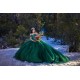 Off Shoulder Emerald Green Quince Dress Lace Appliques Birthday Party Robe Vestidos De 15 Anos Sweetheart Neck 2024 Instagram Gowns