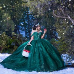 Off Shoulder Emerald Green Quince Dress Lace Appliques Birthday Party Robe Vestidos De 15 Anos Sweetheart Neck 2024 Instagram Gowns