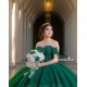 Sweetheart Neck Emerald Green Quince Dress 2024 Instagram Gowns Lace Appliques Birthday Party Robe Off Shoulder Vestidos De 15 Anos