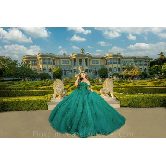 Sweetheart Neck Emerald Green Quinceanera Dress Off Shoulder Sweet 15 Gowns Wear Pageant Lace Appliques 2024 Ball Gown Princess Dresses