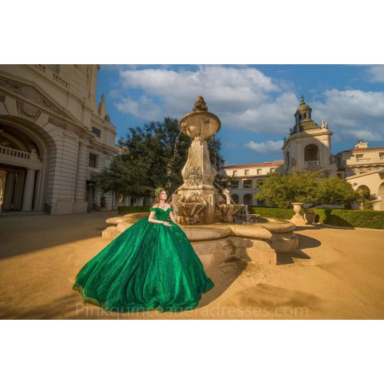 Off Shoulder Emerald Green Quinceanera Dress Wear Pageant Sweetheart Neck Sweet 15 Gowns Lace Appliques 2024 Ball Gown Princess Dresses