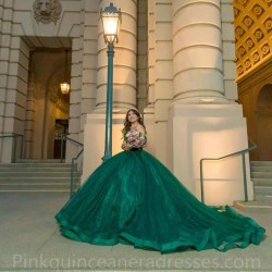 Sweetheart Emerald Green Quinceanera Dress Sweet 15 Gowns Sleeveless Wear Pageant Sequin 2024 Ball Gown Princess Dresses