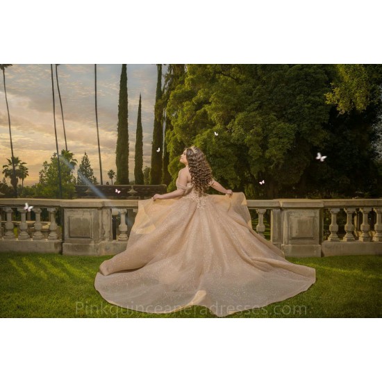 Off Shoulder Gold Quinceanera Dress Sweetheart Neck Sweet 15 Gowns Wear Pageant Sequin 2024 Ball Gown Princess Dresses