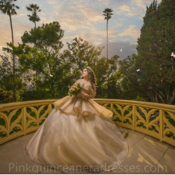 Off Shoulder Gold Quinceanera Dress Sweetheart Neck Sweet 15 Gowns Wear Pageant Sequin 2024 Ball Gown Princess Dresses