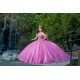 Off Shoulder Hot Pink Quince Dress 2024 Instagram Gowns Lace Appliques Birthday Party Dresses Sweetheart Neck Vestidos De 15 Anos