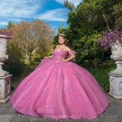 Off Shoulder Hot Pink Quince Dress 2024 Instagram Gowns Lace Appliques Birthday Party Dresses Sweetheart Neck Vestidos De 15 Anos