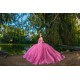 Off Shoulder Hot Pink Quince Dress 2024 Instagram Gowns Lace Appliques Birthday Party Dresses Sweetheart Neck Vestidos De 15 Anos