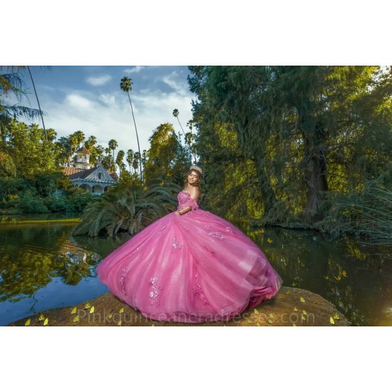 Off Shoulder Hot Pink Quince Dress 2024 Instagram Gowns Lace Appliques Birthday Party Dresses Sweetheart Neck Vestidos De 15 Anos