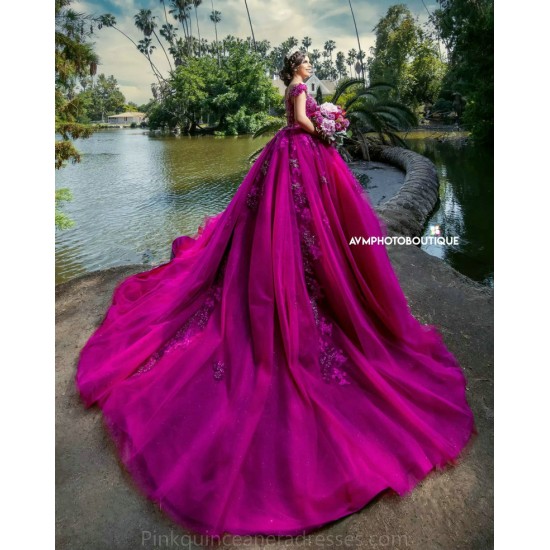 Hot Pink Quince Dress Sweetheart Neck 2024 Instagram Gowns Lace Appliques Birthday Party Dresses Sleeveless Vestidos De 15 Anos