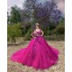 Hot Pink Quince Dress Sweetheart Neck 2024 Instagram Gowns Lace Appliques Birthday Party Dresses Sleeveless Vestidos De 15 Anos