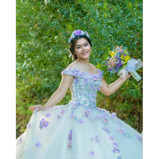 Ivory Quinceanera Dress Off Shoulder 2024 Ball Gown Princess Dresses Sweetheart Neck Sweet 15 Gowns 3D Flowers Wear Pageant