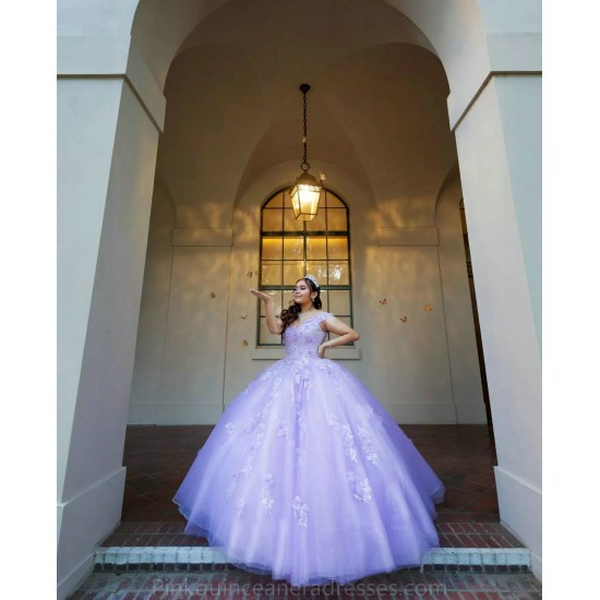 Off Shoulder Lilac Quince Dress 2024 Instagram Gowns Lace Appliques Birthday Party Dresses Sweetheart Neck Vestidos De 15 Anos