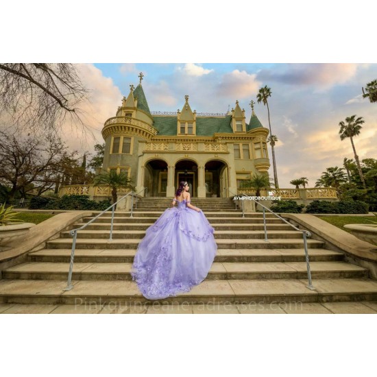 Sweetheart Neck Lilac Quince Dress 2024 Instagram Gowns Lace Appliques Birthday Party Dresses Off Shoulder Vestidos De 15 Anos