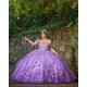 Off Shoulder Lilac Quinceanera Dress 2024 Ball Gown Princess Dresses Lace Appliques Wear Pageant Sweetheart Neck Sweet 15 Gowns