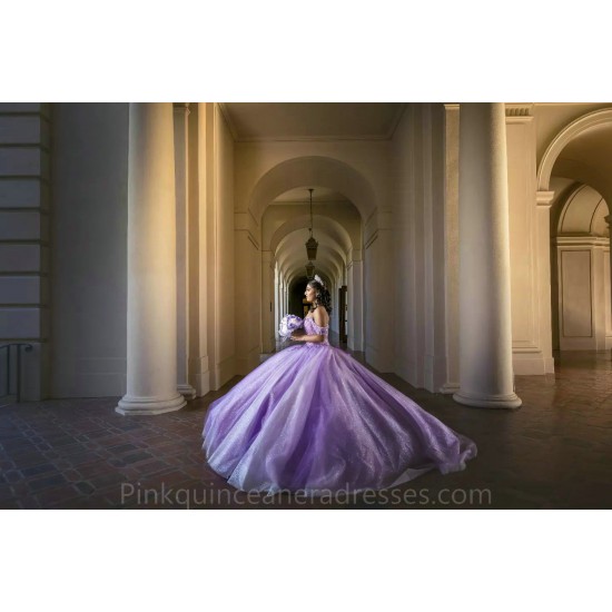 Off Shoulder Lilac Quinceanera Dress 2024 Ball Gown Princess Dresses Sweetheart Neck Sweet 15 Gowns Sequin Wear Pageant