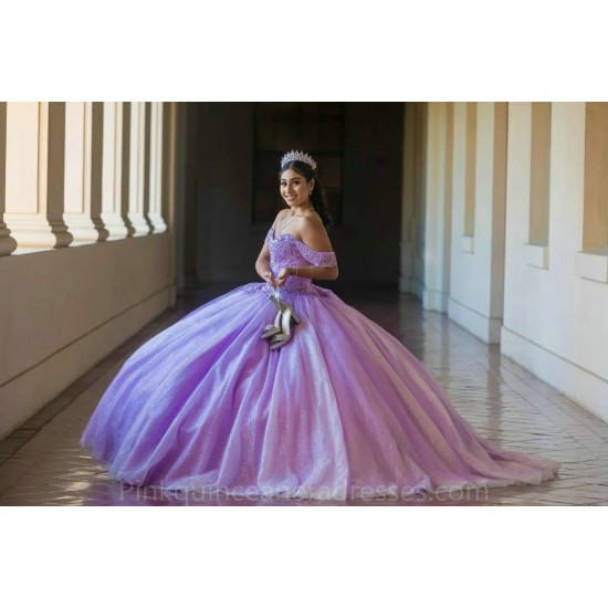 Off Shoulder Lilac Quinceanera Dress 2024 Ball Gown Princess Dresses Sweetheart Neck Sweet 15 Gowns Sequin Wear Pageant