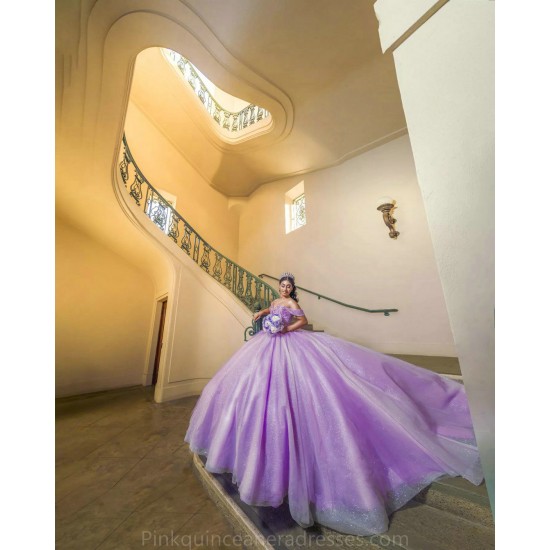 Off Shoulder Lilac Quinceanera Dress 2024 Ball Gown Princess Dresses Sweetheart Neck Sweet 15 Gowns Sequin Wear Pageant