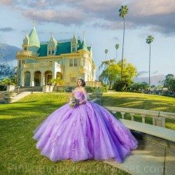 Off Shoulder Lilac Quinceanera Dress Wear Pageant Lace Appliques 2024 Ball Gown Princess Dresses Sweetheart Sweet 15 Gowns