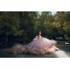 Pink Quince Dress Long Sleeve 2024 Instagram Gowns Ruffled Birthday Party Dresses Sweetheart Neck Vestidos De 15 Anos