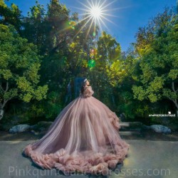 Pink Quince Dress Long Sleeve 2024 Instagram Gowns Ruffled Birthday Party Dresses Sweetheart Neck Vestidos De 15 Anos