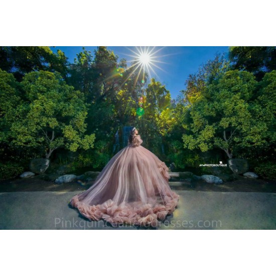 Pink Quince Dress Long Sleeve 2024 Instagram Gowns Ruffled Birthday Party Dresses Sweetheart Neck Vestidos De 15 Anos