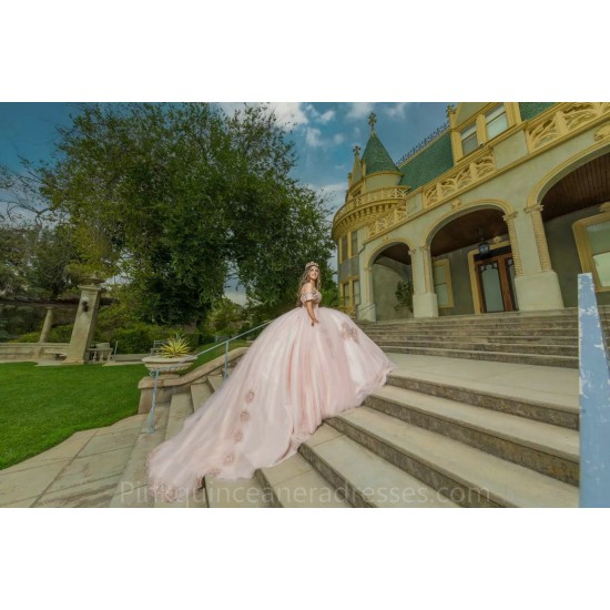 Pink Quince Dress Off Shoulder 2024 Instagram Gowns Lace Appliques Birthday Party Dresses Sweetheart Neck Vestidos De 15 Anos