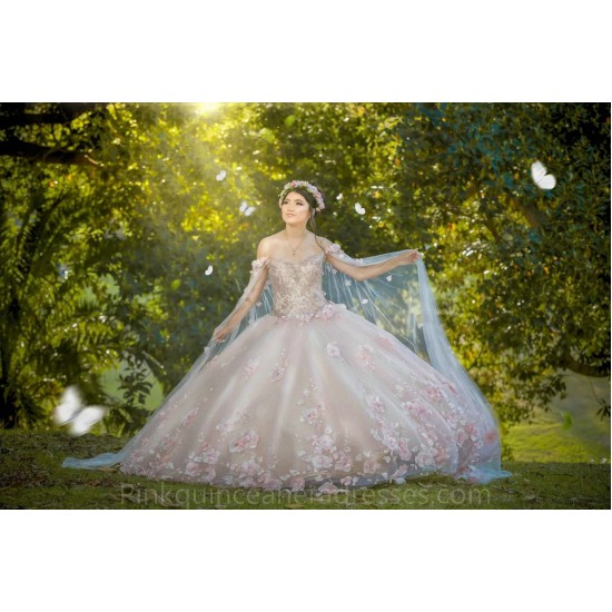 Pink Quinceanera Dress Cape Sleeve 2024 Ball Gown Princess Dresses Sweetheart Neck Sweet 15 Gowns 3D Flowers Wear Pageant