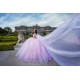 Cape Sleeve Pink Quinceanera Dress Sweet 15 Gowns Sheer Bodice Wear Pageant Sweetheart Neck 2024 Ball Gown Princess Dresses