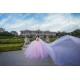 Cape Sleeve Pink Quinceanera Dress Sweet 15 Gowns Sheer Bodice Wear Pageant Sweetheart Neck 2024 Ball Gown Princess Dresses