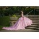 3D Flowers Pink Quinceanera Dress Long Sleeve Wear Pageant 2024 Ball Gown Princess Dresses Sweetheart Sweet 15 Gowns