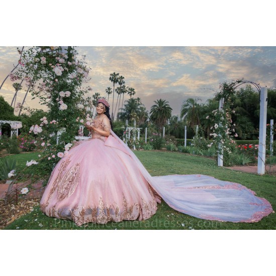 Off Shoulder Pink Quinceanera Dress Sweet 15 Gowns Lace Appliques Wear Pageant Sweetheart Neck 2024 Ball Gown Princess Dresses With Bow