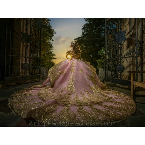 Sweet 15 Gowns Pink Quinceanera Dress Sweetheart Neck Long Sleeve Wear Pageant Lace Appliques 2024 Ball Gown Princess Dresses