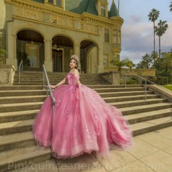 Off Shoulder Pink Quinceanera Dress Sweetheart Sweet 15 Gowns Wear Pageant Lace Appliques 2024 Ball Gown Princess Dresses