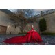 Lace Appliques Red Quince Dress Off Shoulder 2024 Instagram Ball Gown Birthday Party Dresses Sweetheart Neck Sweet 15 Gowns With Bow