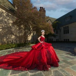 Lace Appliques Red Quince Dress Off Shoulder 2024 Instagram Ball Gown Birthday Party Dresses Sweetheart Neck Sweet 15 Gowns With Bow