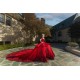 Lace Appliques Red Quince Dress Off Shoulder 2024 Instagram Ball Gown Birthday Party Dresses Sweetheart Neck Sweet 15 Gowns With Bow